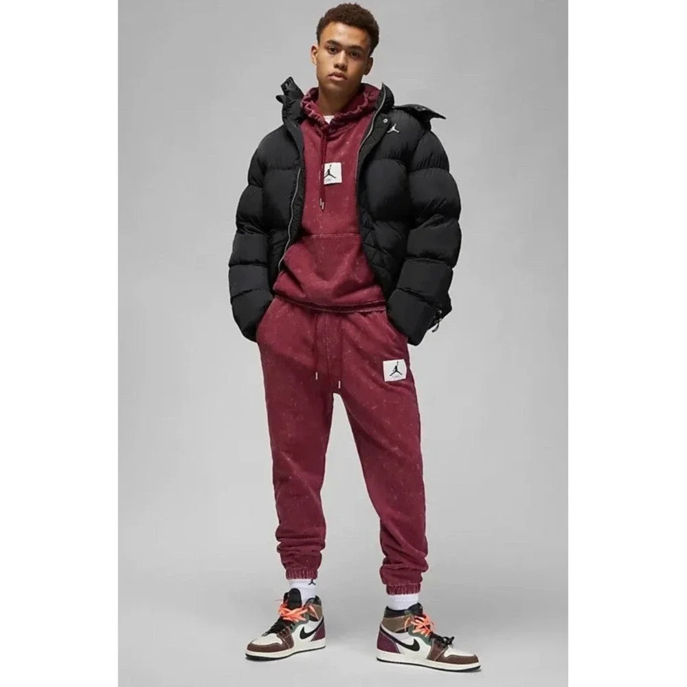 Air Jordan Fleece Sweatpants Mens Small Cherrywood‎ Red DR3089-680 Washed Look